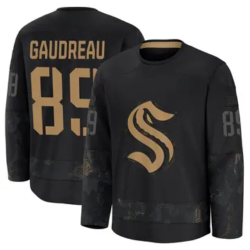 Men's Frederick Gaudreau Seattle Kraken ＃89 Premium Black 2024 Military Appreciation Practice Jersey