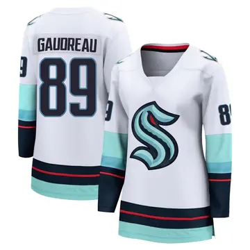 Women's Frederick Gaudreau Seattle Kraken ＃89 Breakaway White Away Jersey