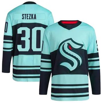 Youth Ales Stezka Seattle Kraken ＃30 Authentic Teal Reverse Retro 2.0 Jersey