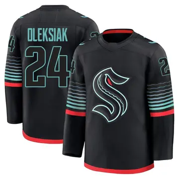 Youth Jamie Oleksiak Seattle Kraken ＃24 Premium Black Alternate Jersey