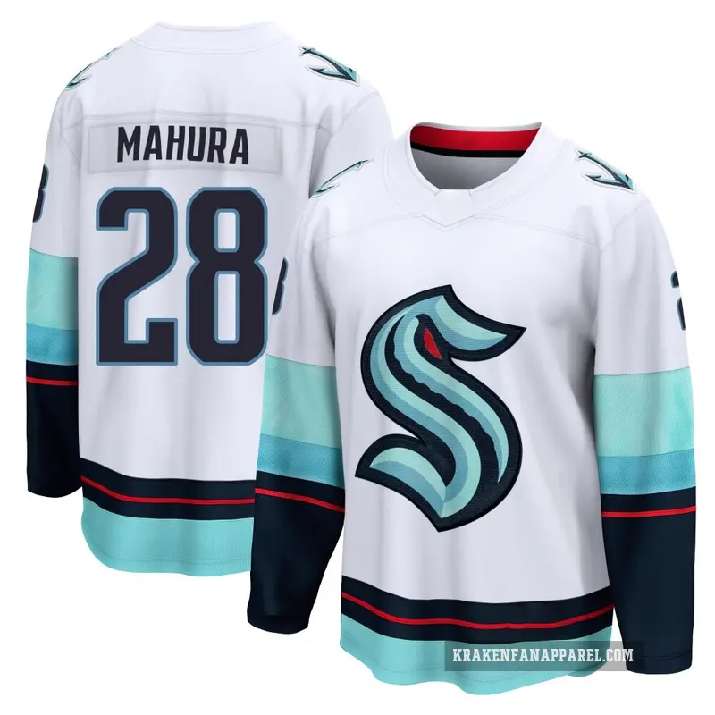 Youth Joshua Mahura Seattle Kraken ＃28 Breakaway White Away Jersey